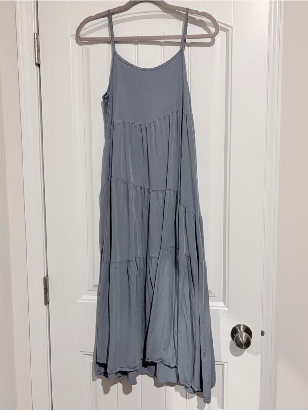 Light Blue Tiered Spaghetti-Strap Maxi Dress | Size Small